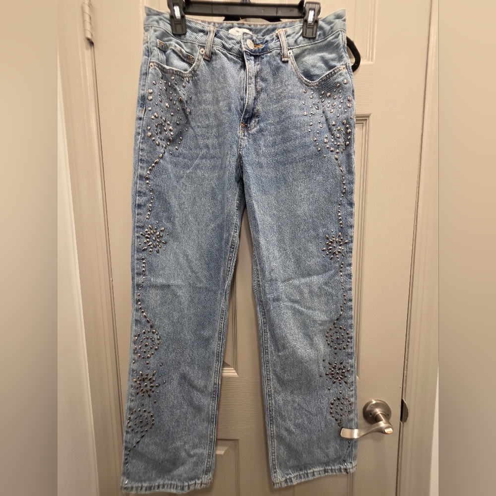 Forever 21 Embelleshed Studded Light Blue Women's Jeans
